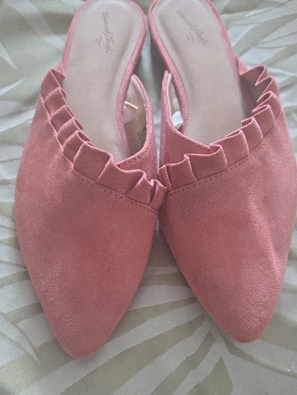 Universal Thread Pink Ruffle-Trim Slip-On Mules - Picture 2 of 2